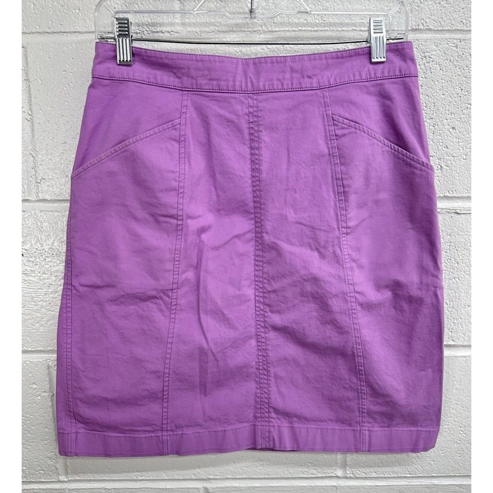 Boden A-Line Skirt Purple Cotton Pockets Exposed‎ Zip / Women's 6L